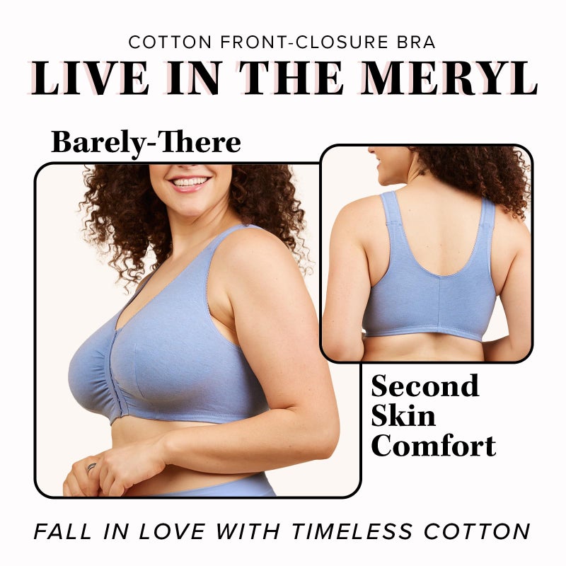 Leading Lady Women's Plus-Size Cotton Sleep Most Comfortable Bra, Heather Blue, 52C/D/DD - Image 4